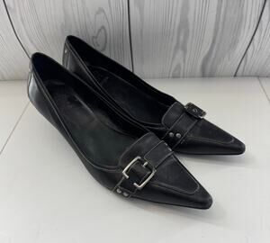 Joan And David Circa Black Leather Buckle Kitten Heel 8.5 (READ)